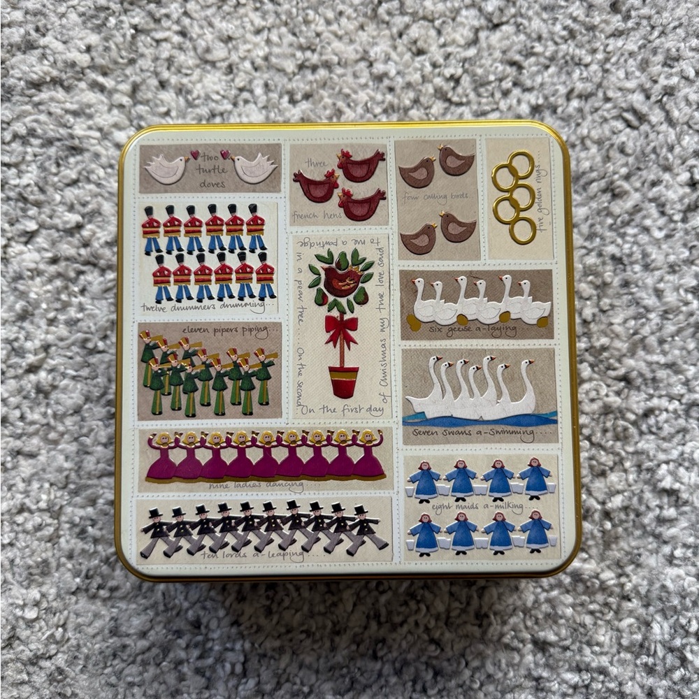 Holiday “12 Days of Christmas” Tin Storage Box – 8” Collectible